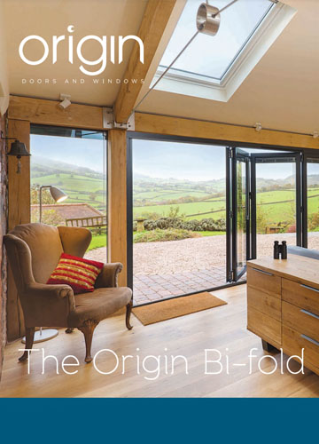 origin bifold image with a beautiful living room and open bifold doors to a garden